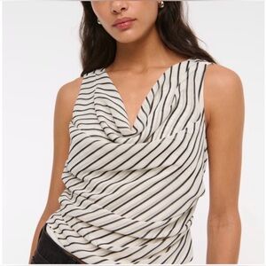ABERCROMBIE & FITCH COWL NECK DRAPED SLEEVELESS BLOUSE